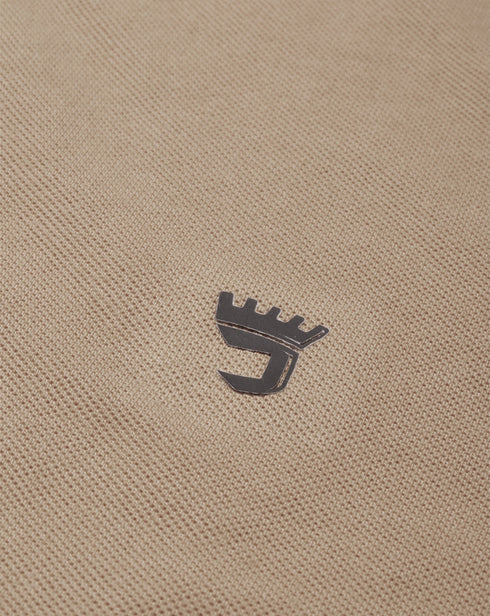 Beige Solid Polo T-Shirt